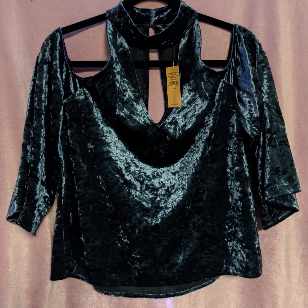 🌊 American eagle blue crushed velvet top